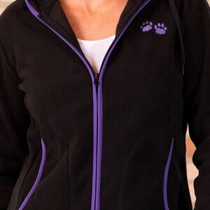 BNWT- Rescue Site Black Fleece Jacket with Purple Paw Accents